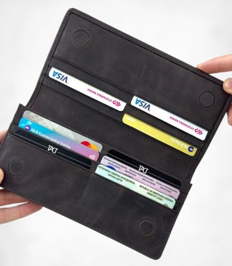 PORTAN - Кожен Паричник 27 PORTAN Kozen Paricnik Temno Siva Boja 4