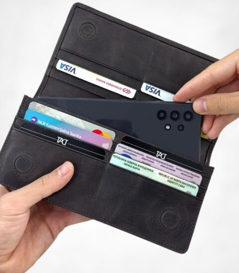 PORTAN - Кожен Паричник 28 PORTAN Kozen Paricnik Temno Siva Boja 5