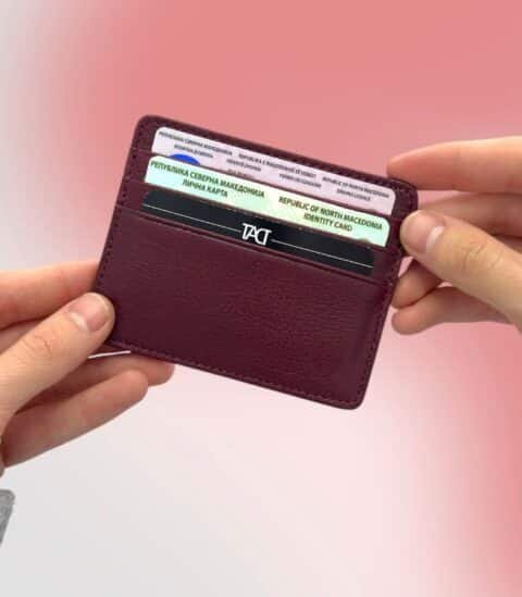 Kozen paricnik za karticki SLIM Bordo 3