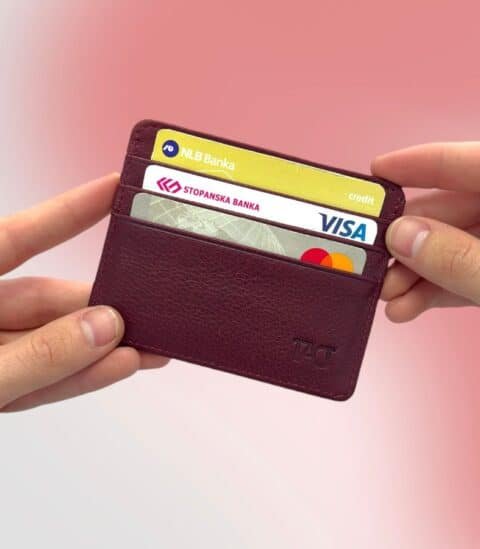 Kozen paricnik za karticki SLIM Bordo 4